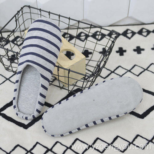 Grey Stripe slippers with Faux suede bottom